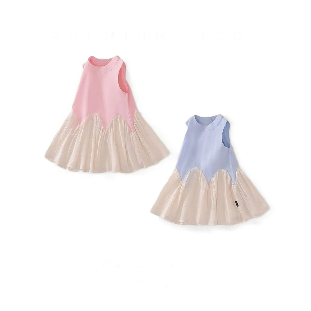 Playtime Bow Dress cotton – Pink & Blue Options