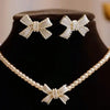 Pearl Bow Jewelry Set – Necklace & Earrings