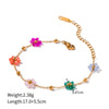 Gold-Plated Stainless Steel Floral Necklace & Bracelet – Colorful Beads