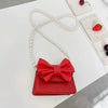 Bowknot PU Leather Handbag with Pearl Strap