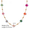 Gold-Plated Stainless Steel Floral Necklace & Bracelet – Colorful Beads