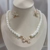 Pearl Bow Jewelry Set – Necklace & Earrings