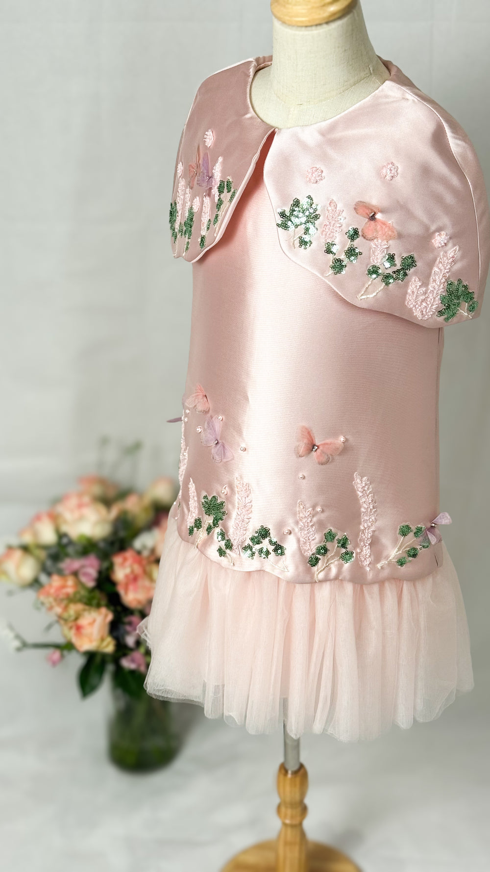 Butterflies Dress– Hand-Embroidered with Butterflies & Flowers