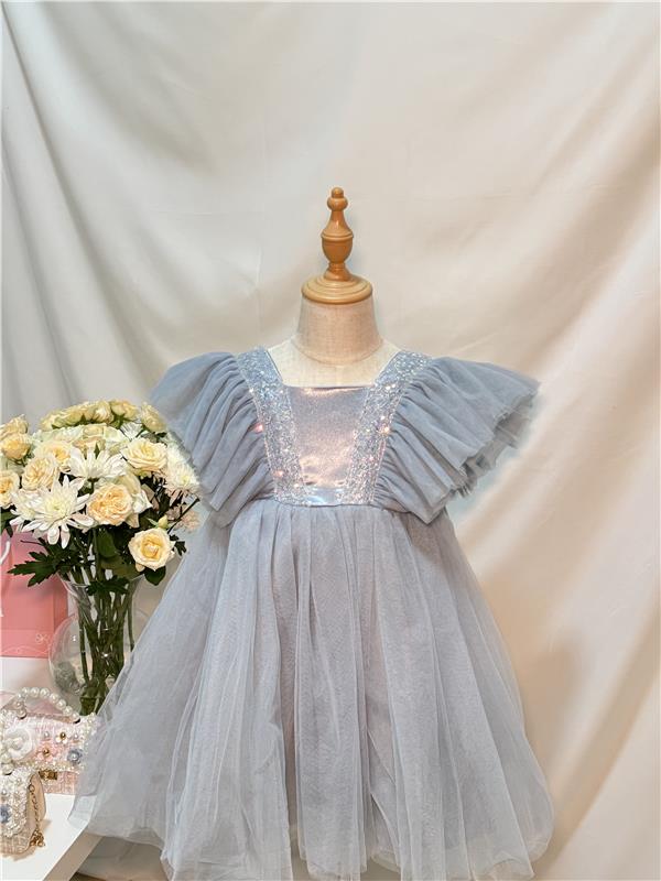 Blue Sky Elegance Dress – Sparkling Tulle with Flowing Layers