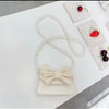 Bowknot PU Leather Handbag with Pearl Strap